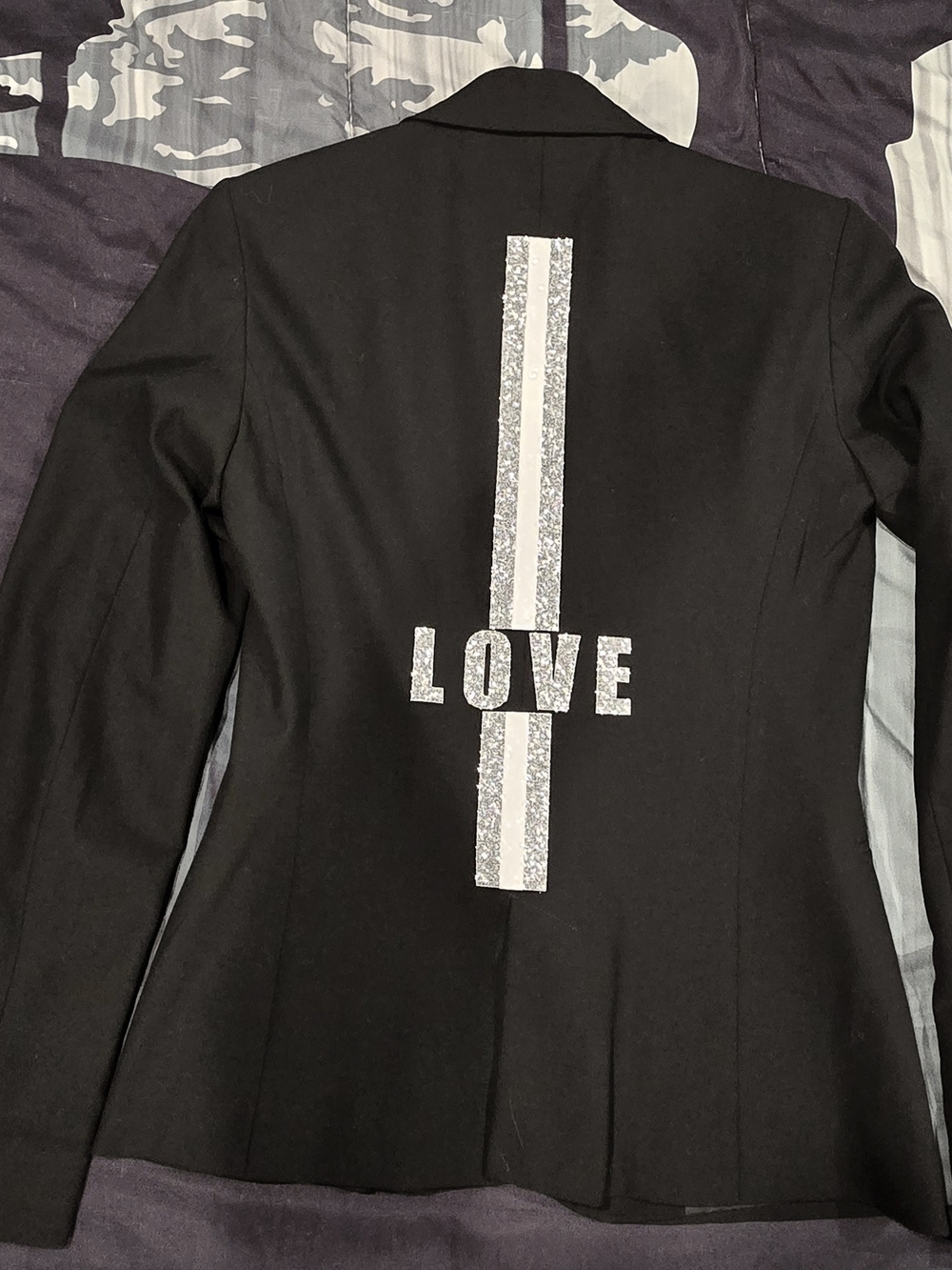 Black Women's Blazer with Silver 'LOVE' Back Detail